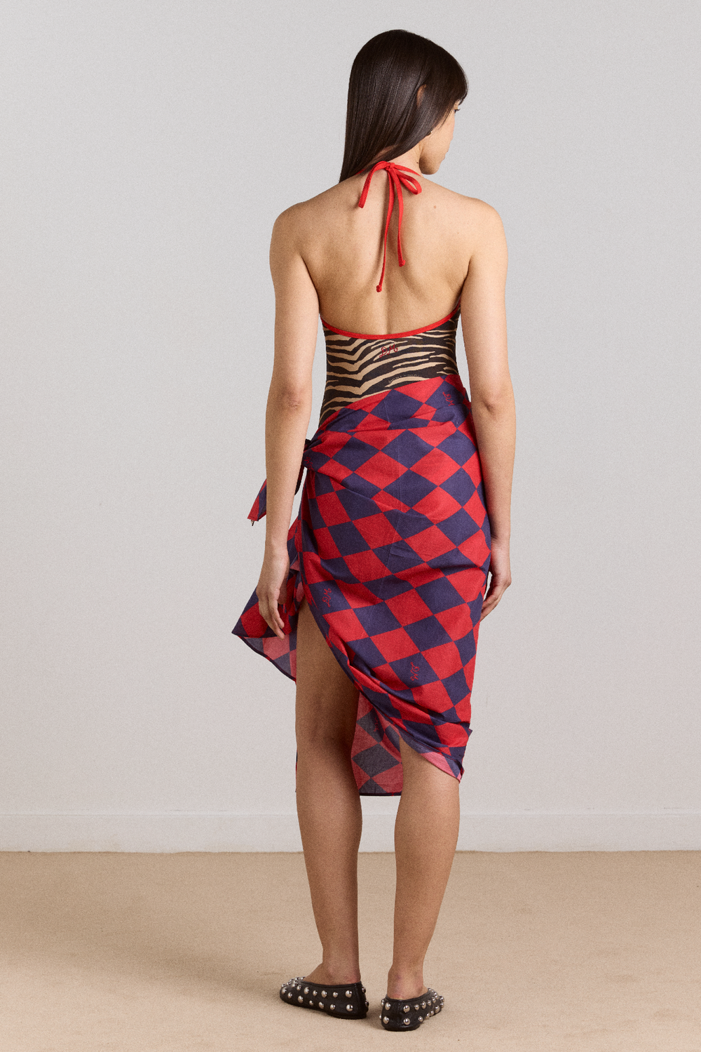 della halterneck swimsuit - tiger print