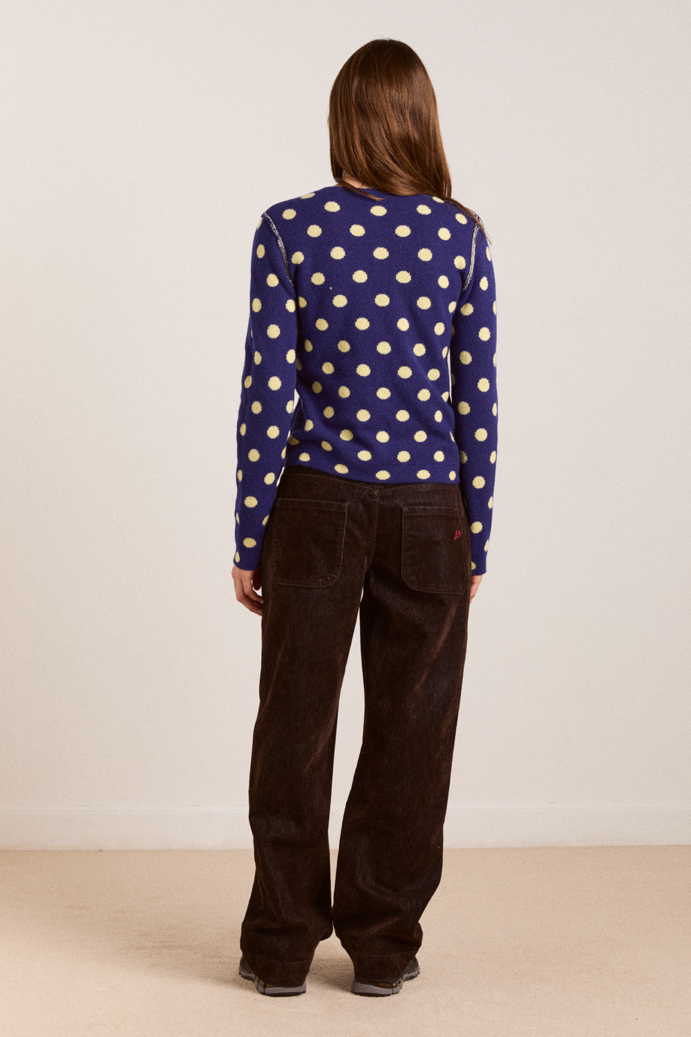 tabitha reversible merino wool cardigan -navy/butter