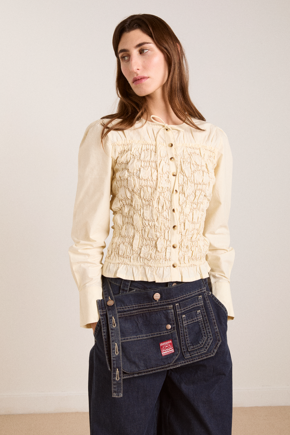 elliana smocked cardi - butter