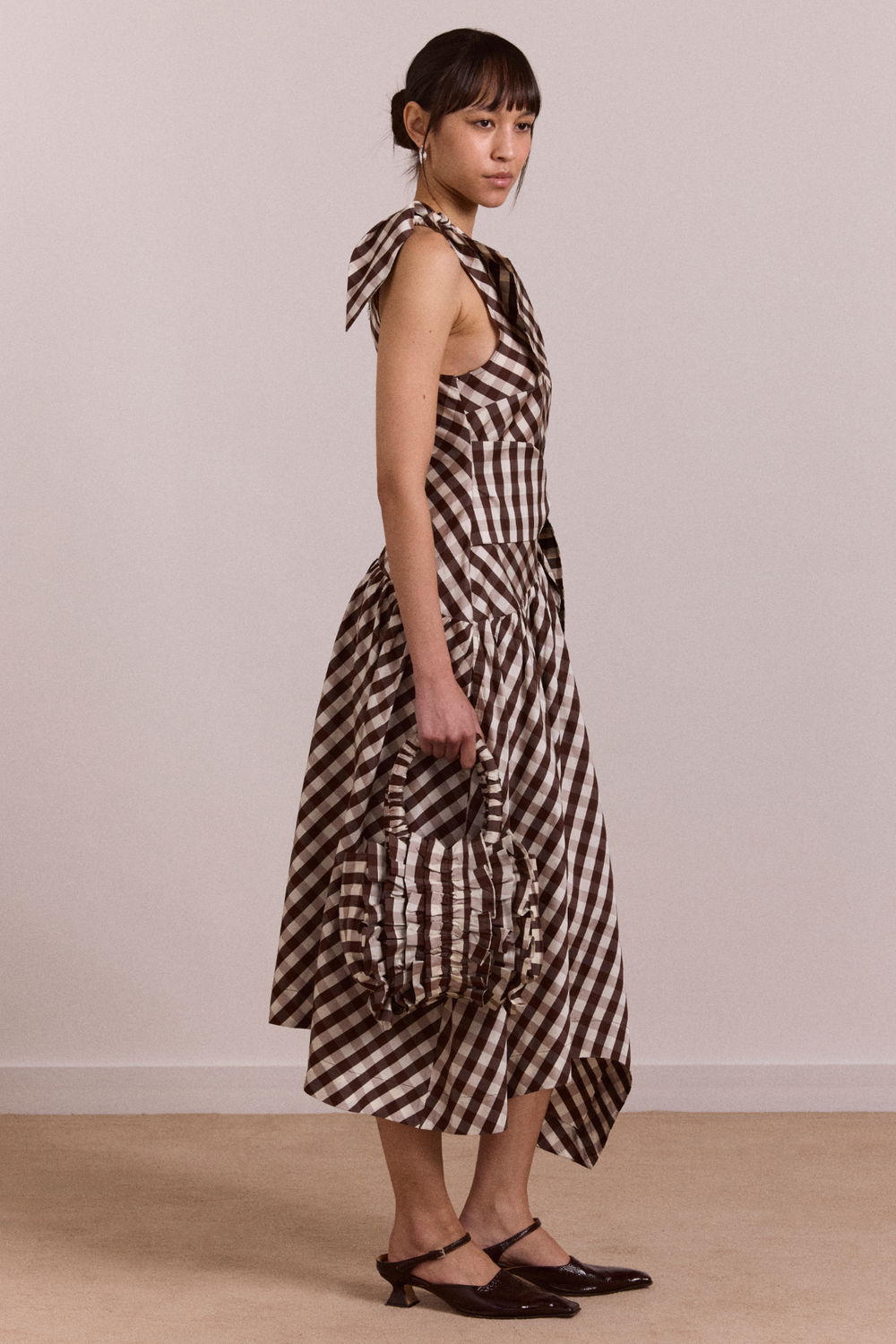 gisele midi dress - choc check