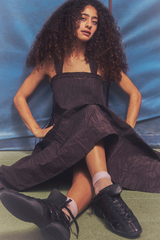 elina midi dress - choc taffeta