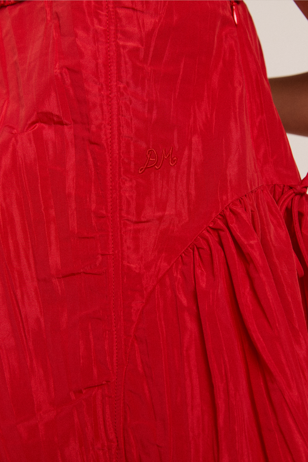 elina midi dress red tafetta