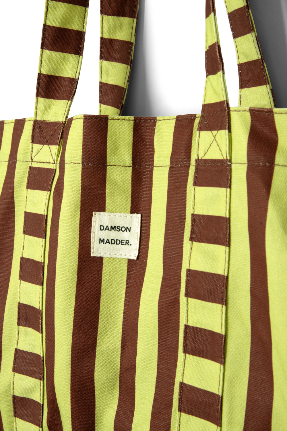 large canvas tote bag - green stripe