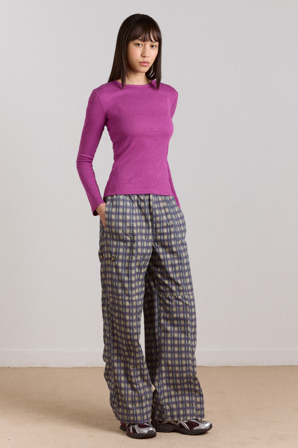 manon layered 2 in 1 top - choc/magenta