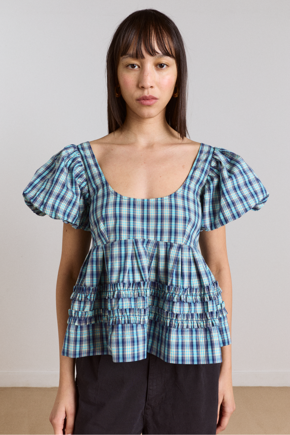 summer joy blouse- tomboy check