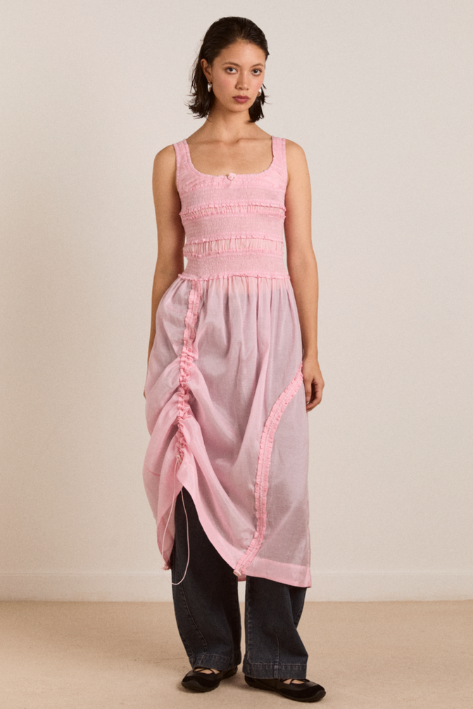 cynthia sheer midi dress - pale pink