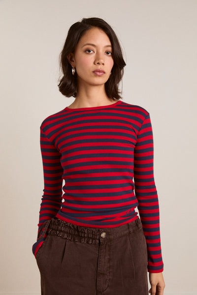 manon layered ls tee red stripe