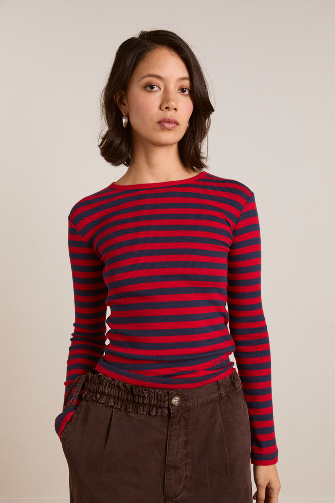 manon layered ls tee red stripe