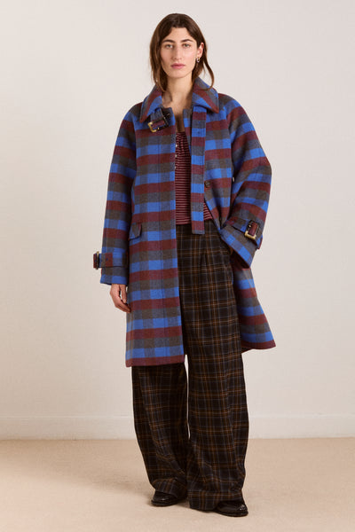 vivi wool coat - blue/brick