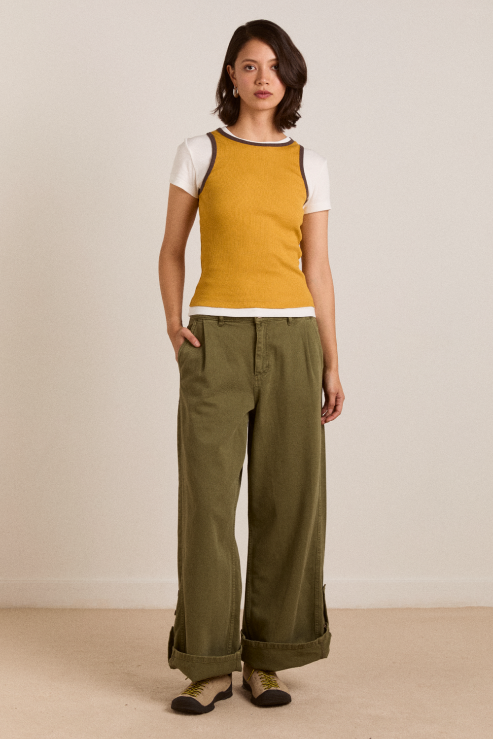 wylie turn up jeans - khaki