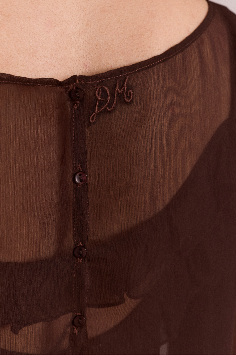 pre-order carmen midi ruffle dress with sheer top - choc