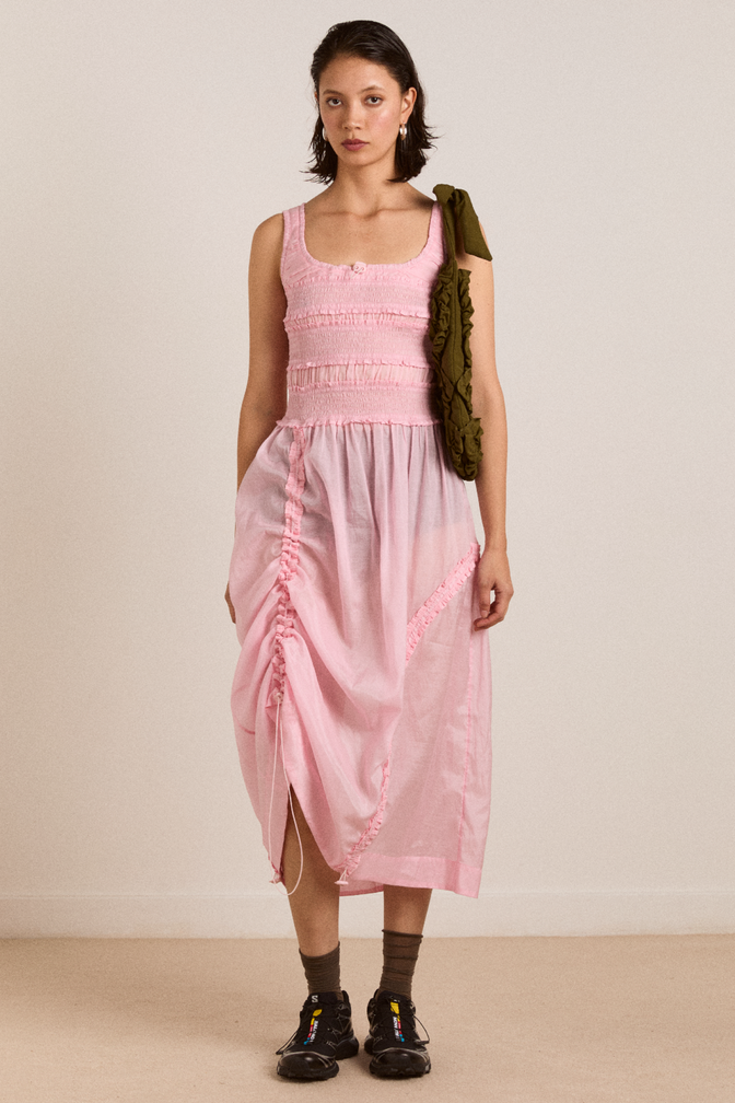 cynthia sheer midi dress - pale pink