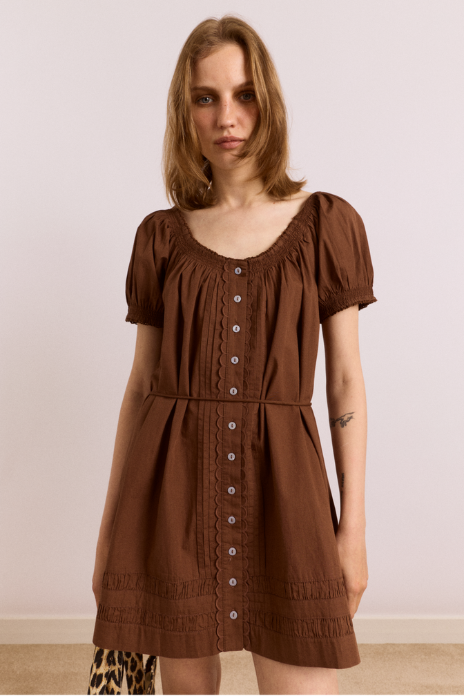 Noemie Mini Dress - Choc