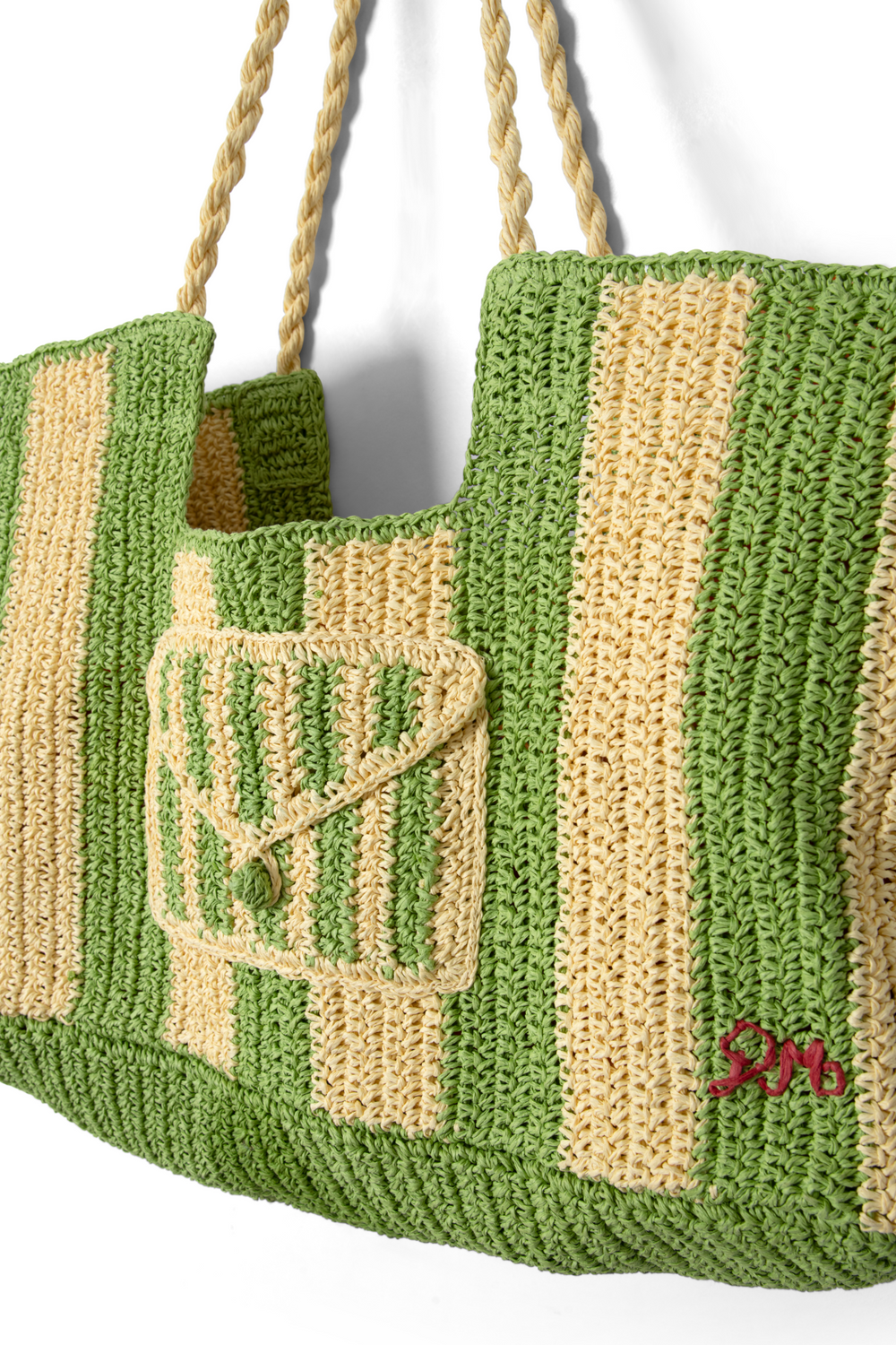 orla oversized raffia beach bag - apple stripe