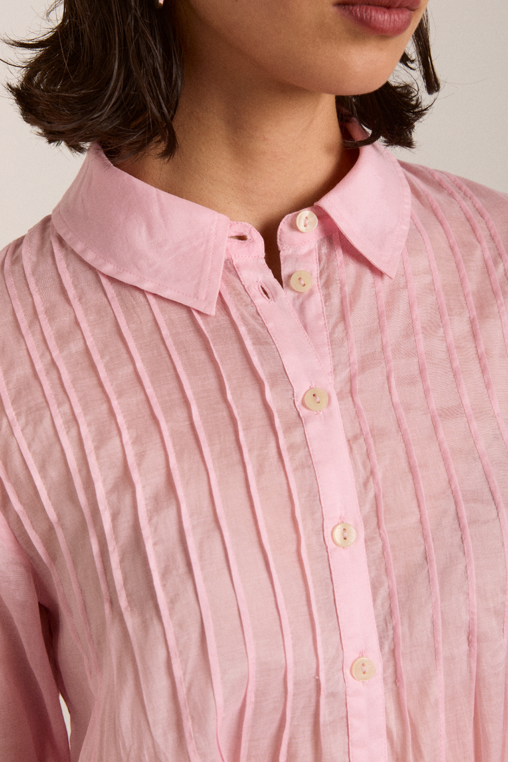 wendy long sleeve sheer blouse - pale pink