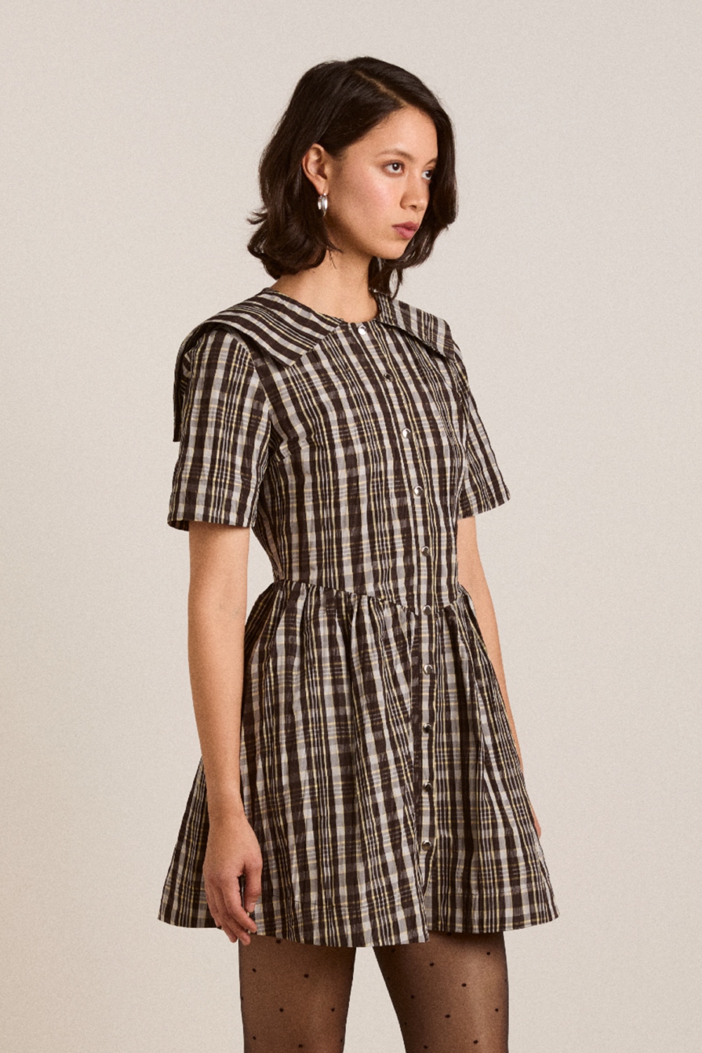 miley mini dress - yellow check