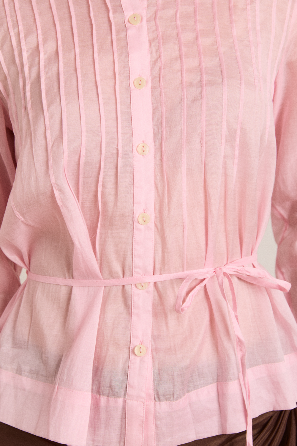 wendy long sleeve sheer blouse - pale pink