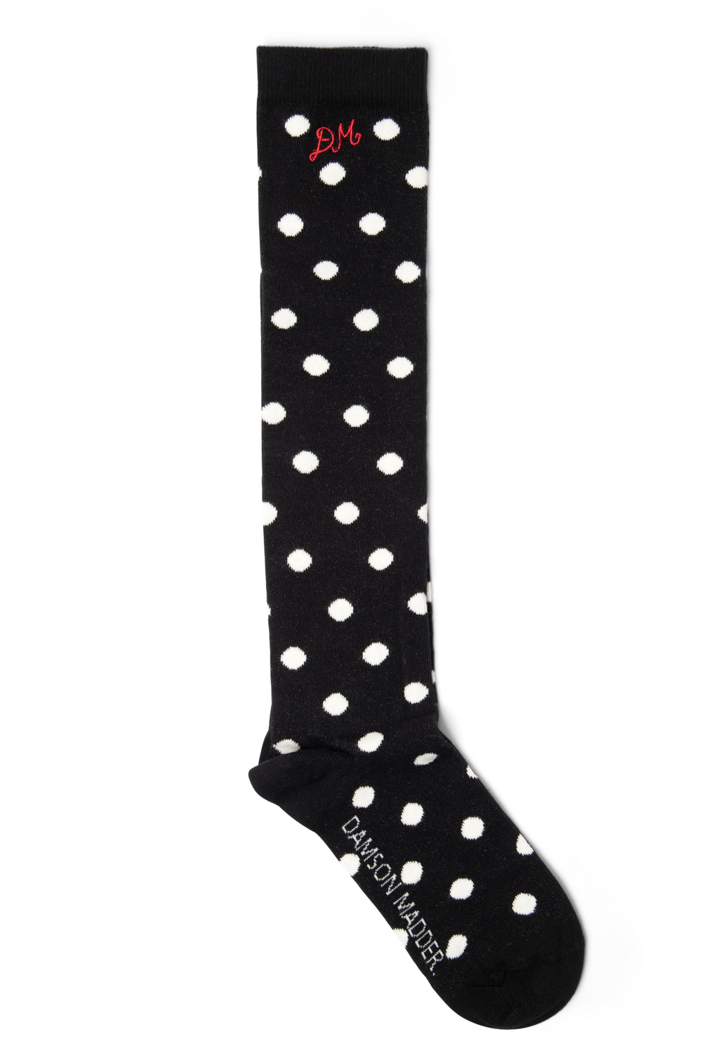 knee high polka dot socks - black & cream
