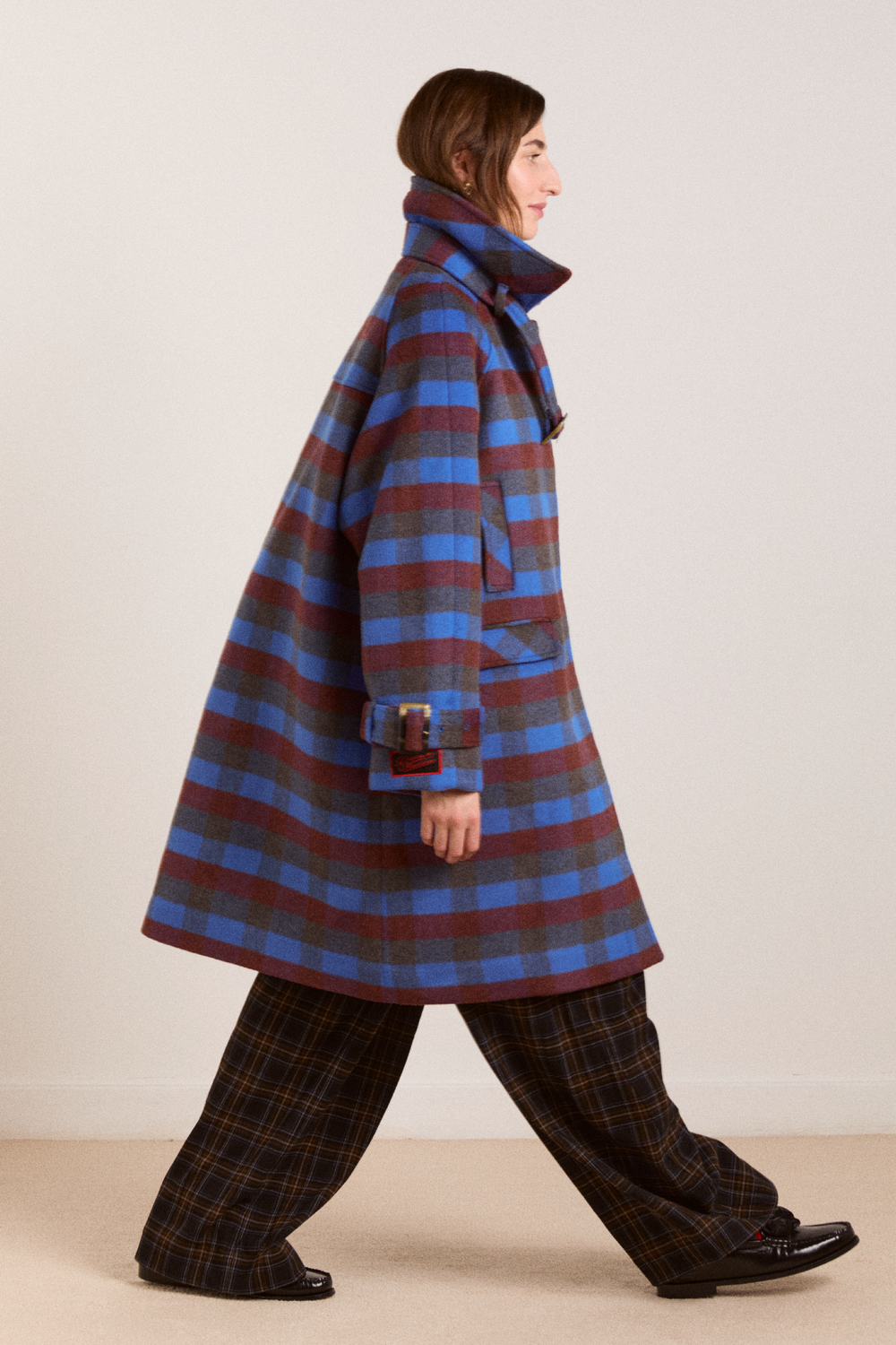 vivi wool coat - blue/brick
