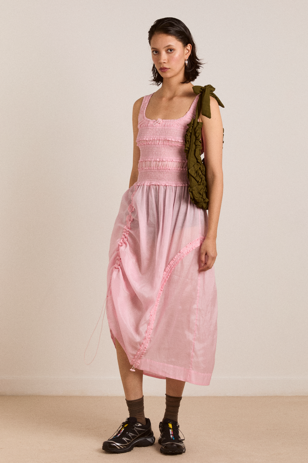 cynthia sheer midi dress - pale pink