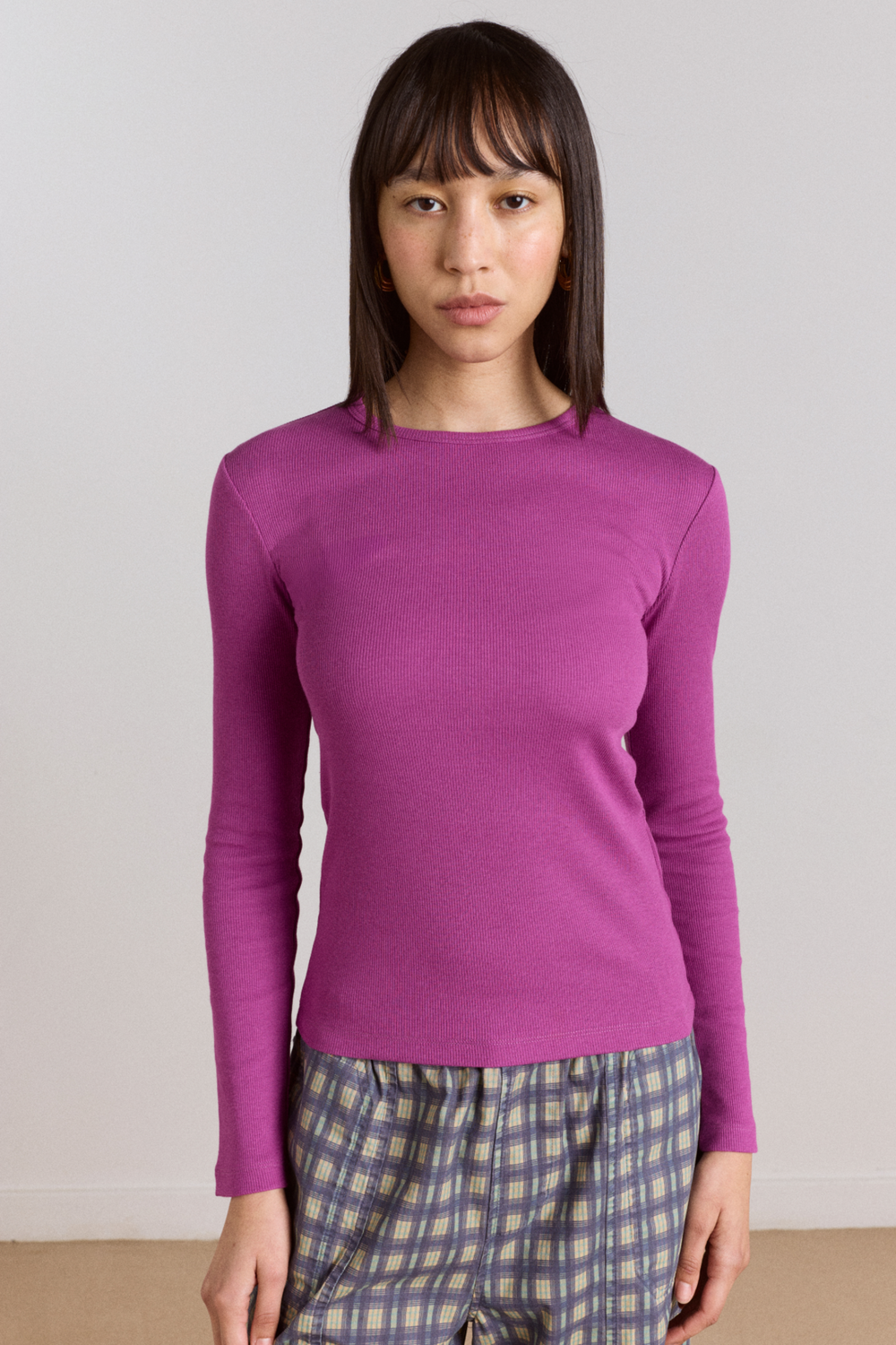 manon layered 2 in 1 top - choc/magenta