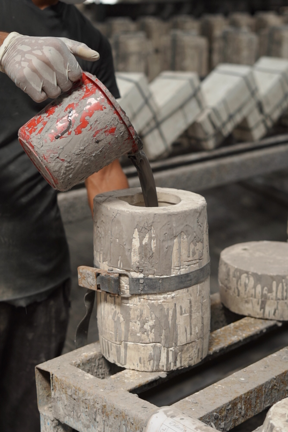 hand painted blue burgundy spot vase