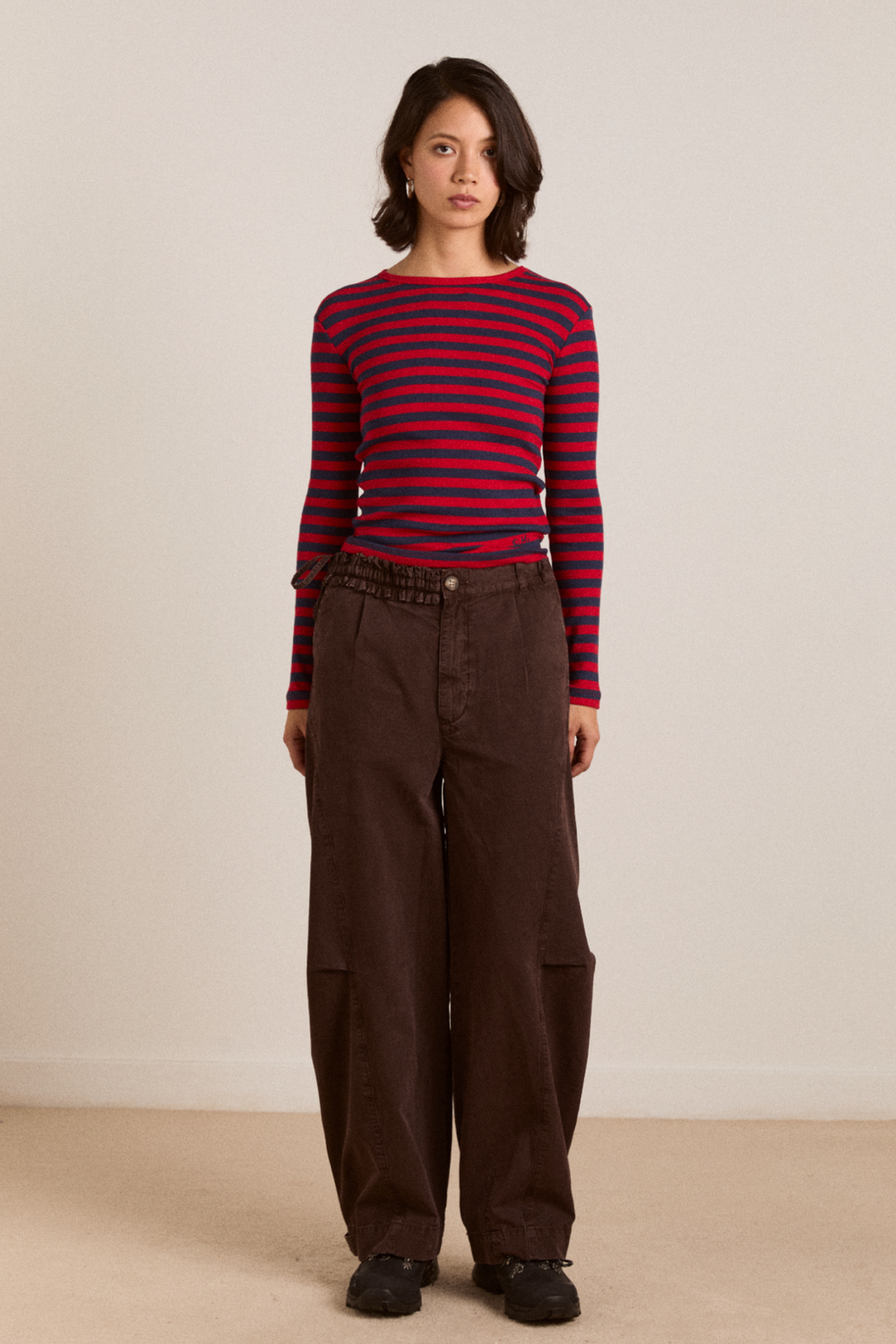 manon layered ls tee red stripe