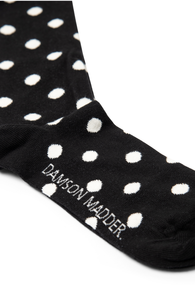 knee high poka dot socks - black & cream
