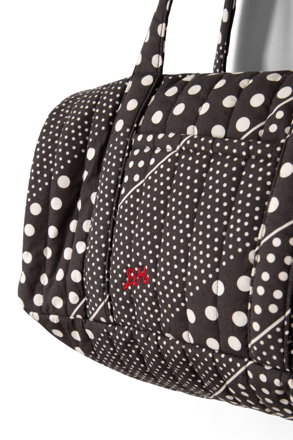 quilted weekender bag - washed black spot stripe print