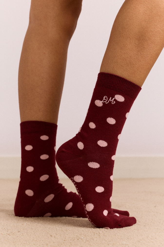 2 Pack Socks - Pink & Burg Spot