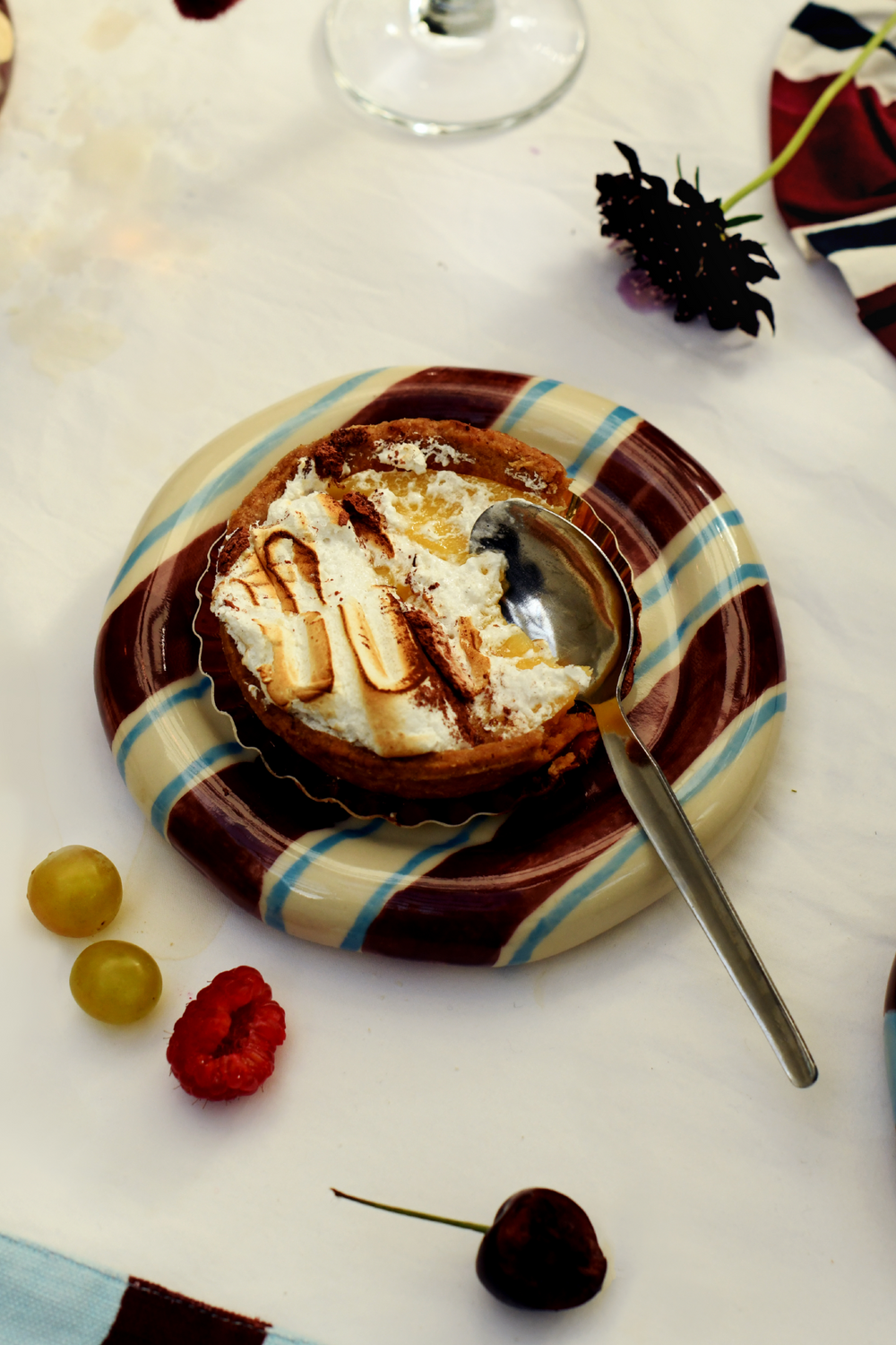 hand painted stripe saucer