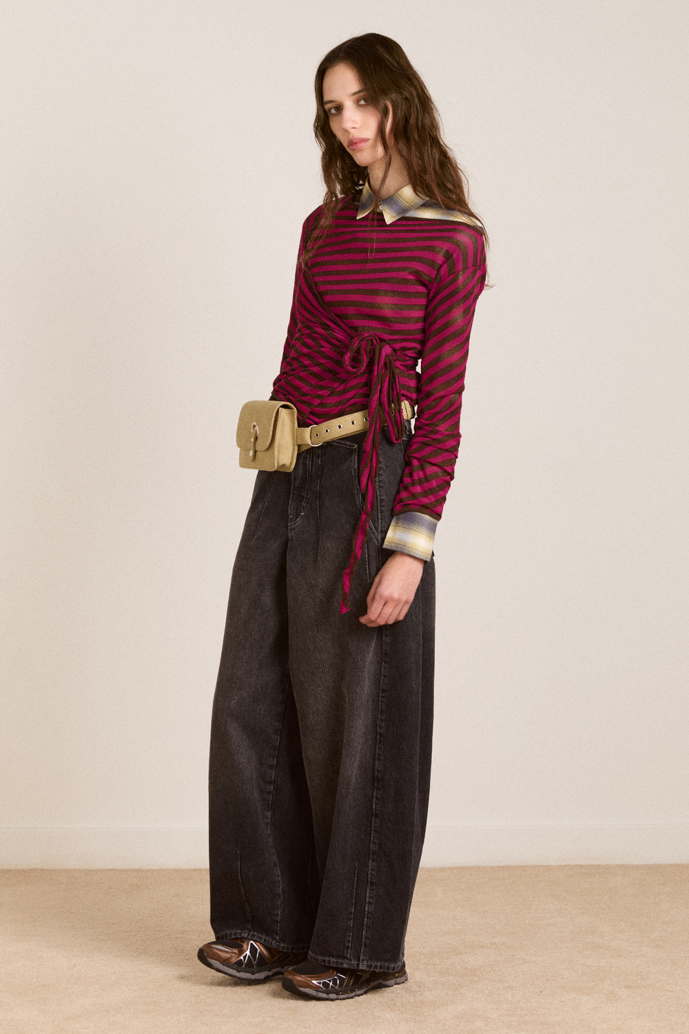 Hannie Sheer Tie Jumper - Stripe