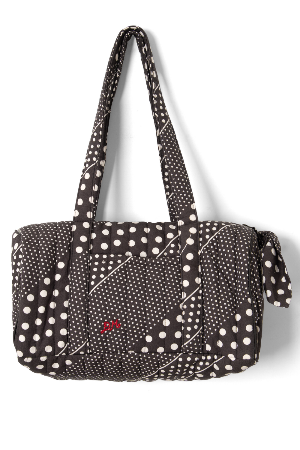 quilted weekender bag - washed black spot stripe print