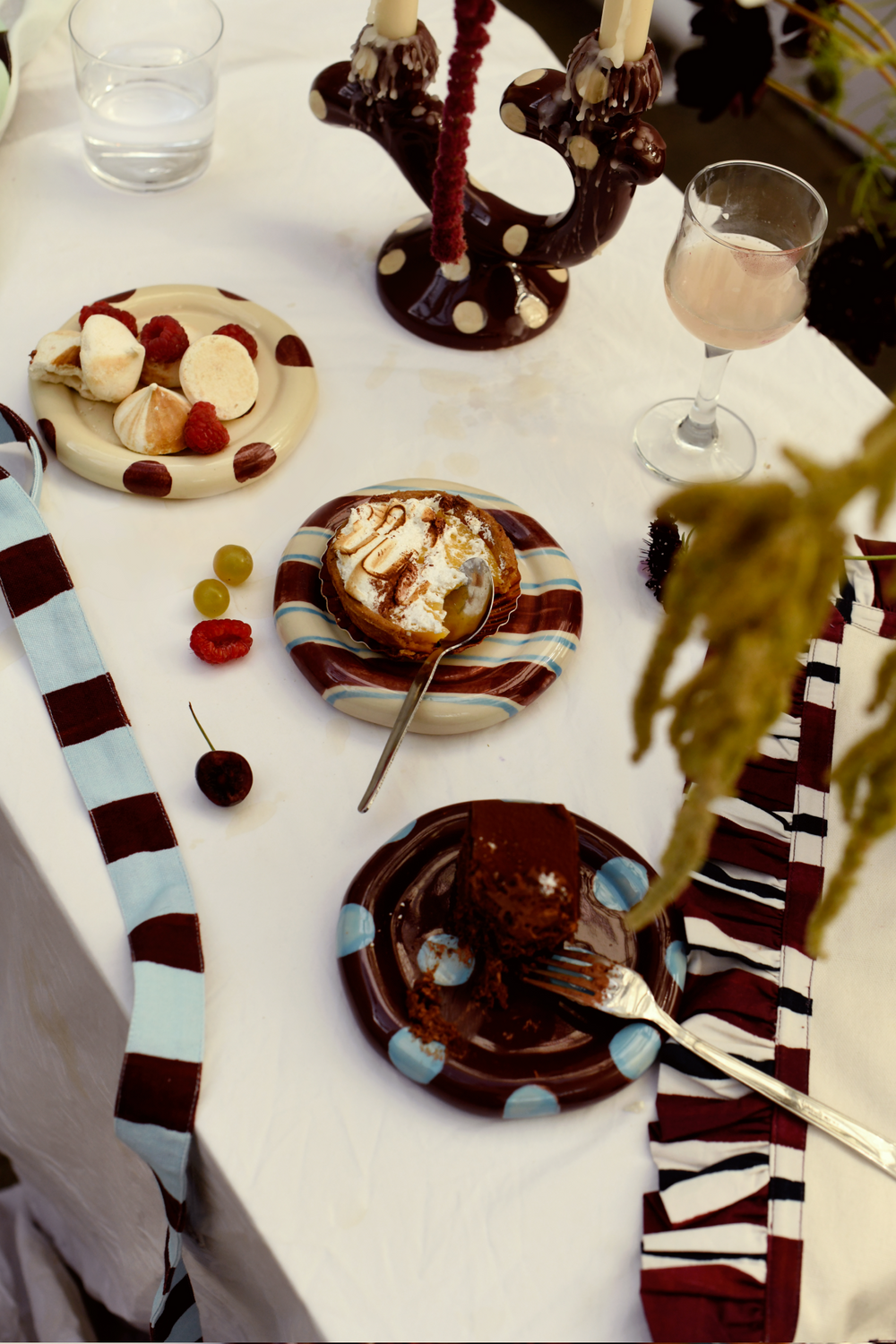 hand painted stripe saucer