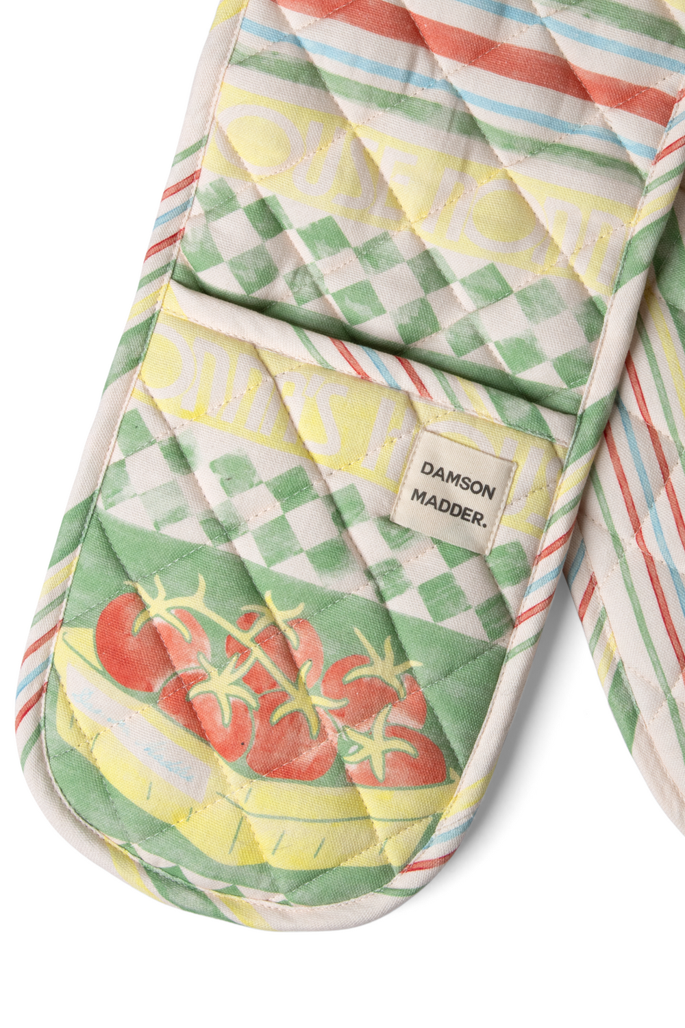 novelty check/ stripe double oven glove