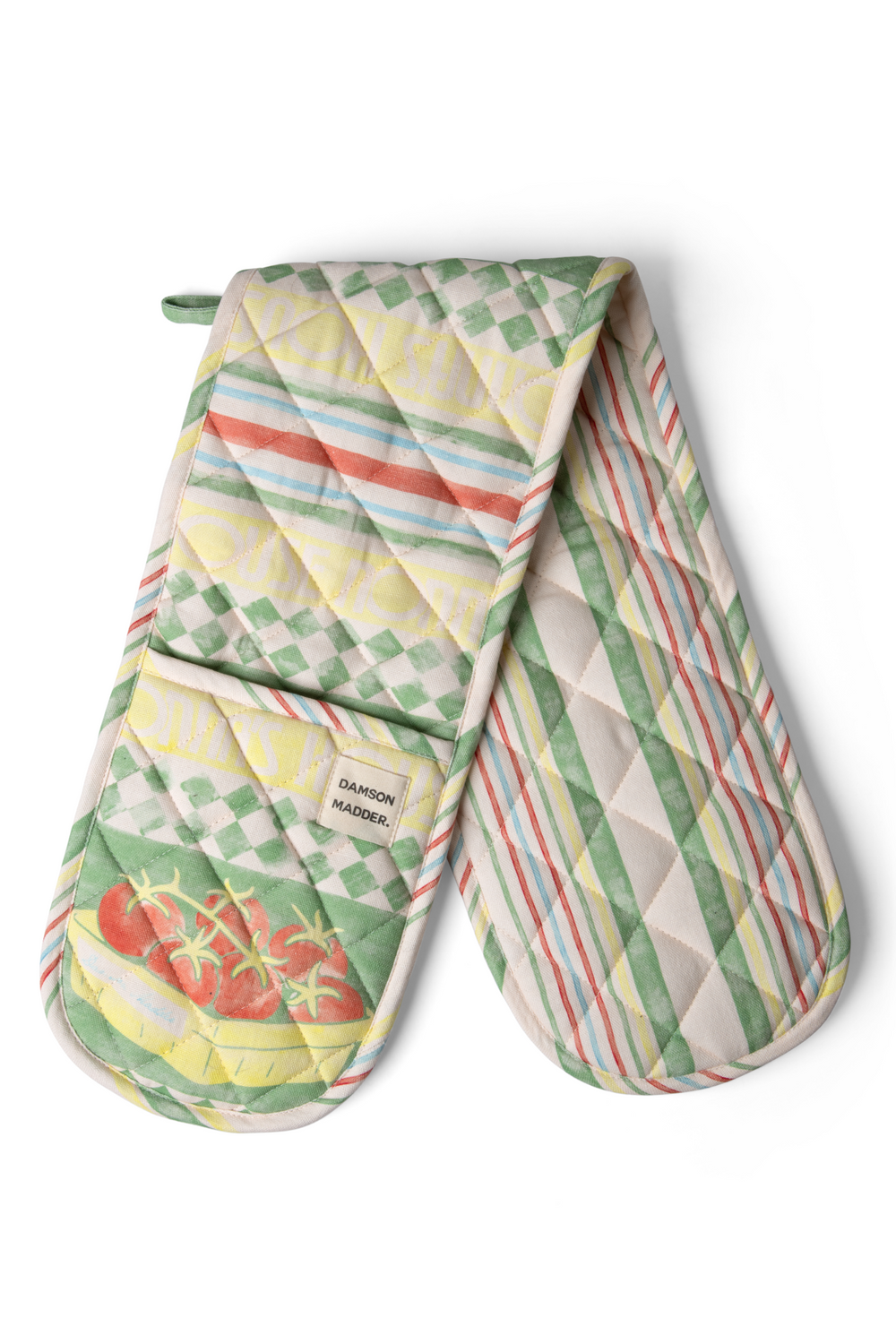 novelty check/ stripe double oven glove