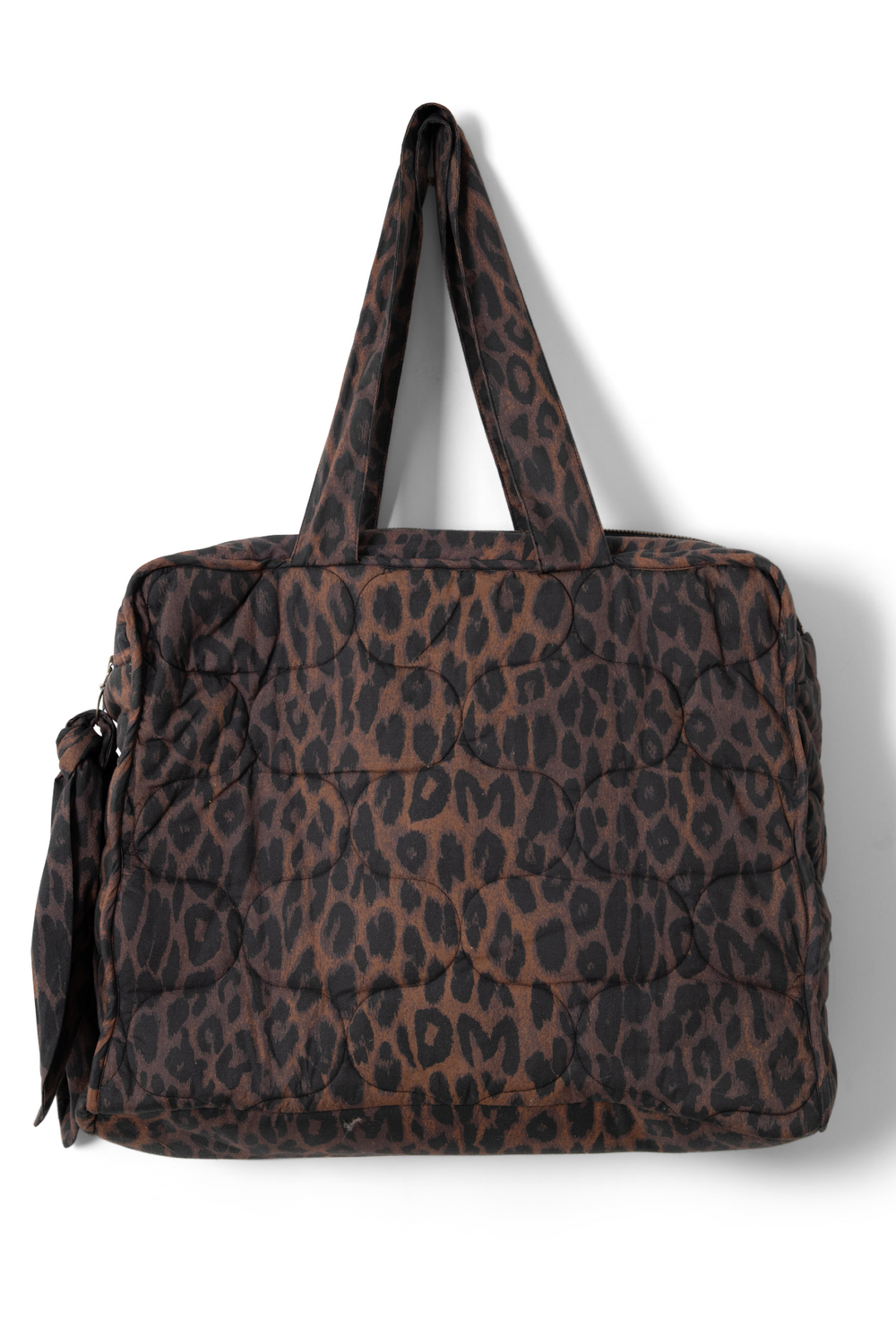 dark leopard quilted tote bag