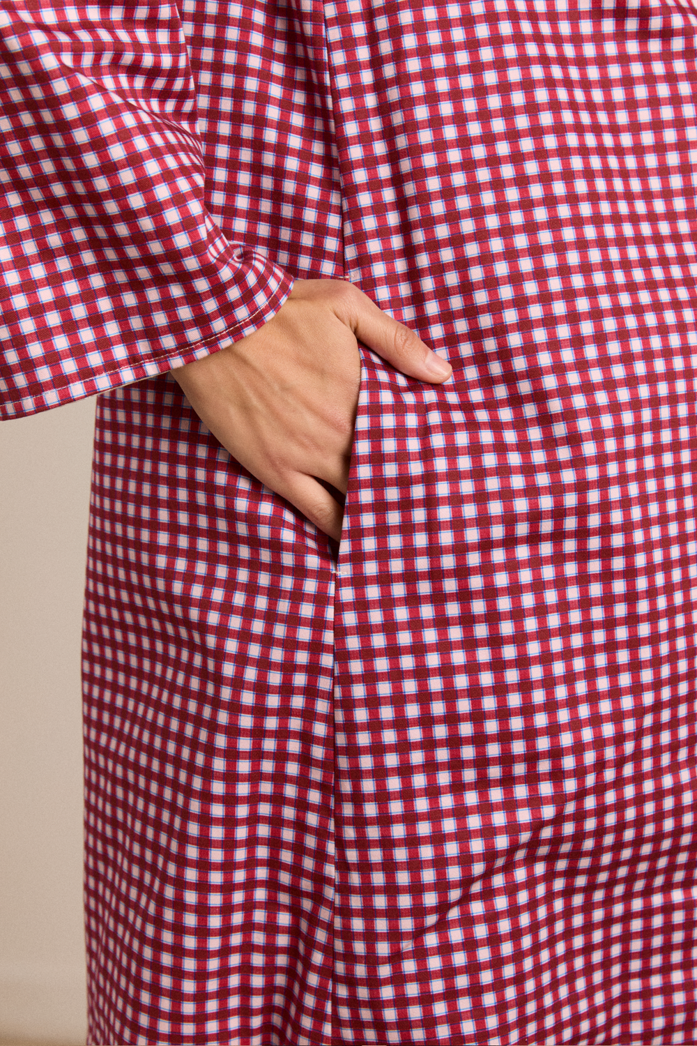 mercedes bow reversible trench - gingham & ecru