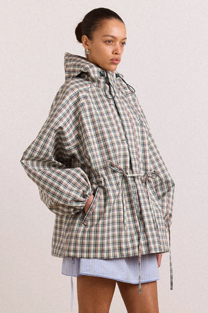 Liu Shower Proof Raincoat - Elderberry Check