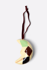 hand painted harlequin moon papier-mache decoration