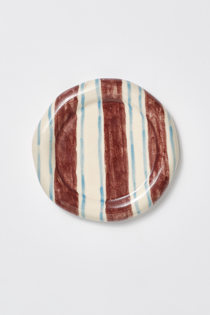 hand painted stripe saucer