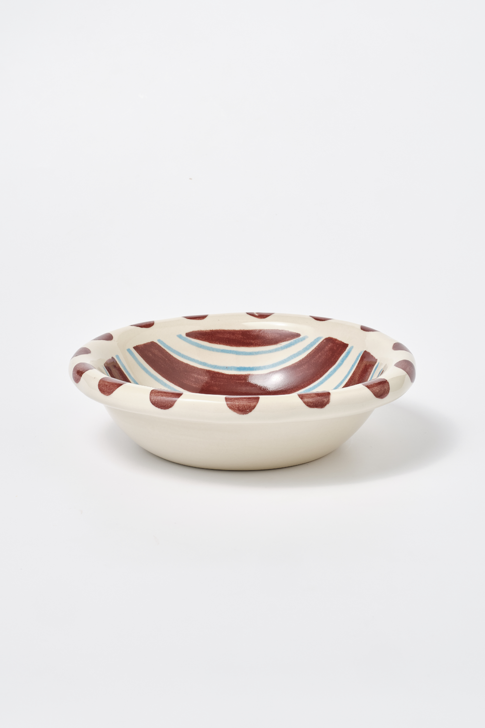 hand painted stripe spot mix serving bowl