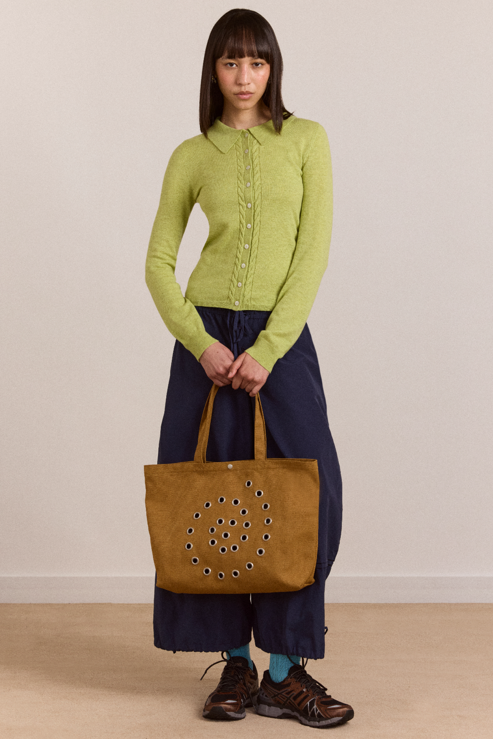 raine swirly eyelet tote bag - toffee