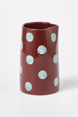hand painted blue burgundy spot vase