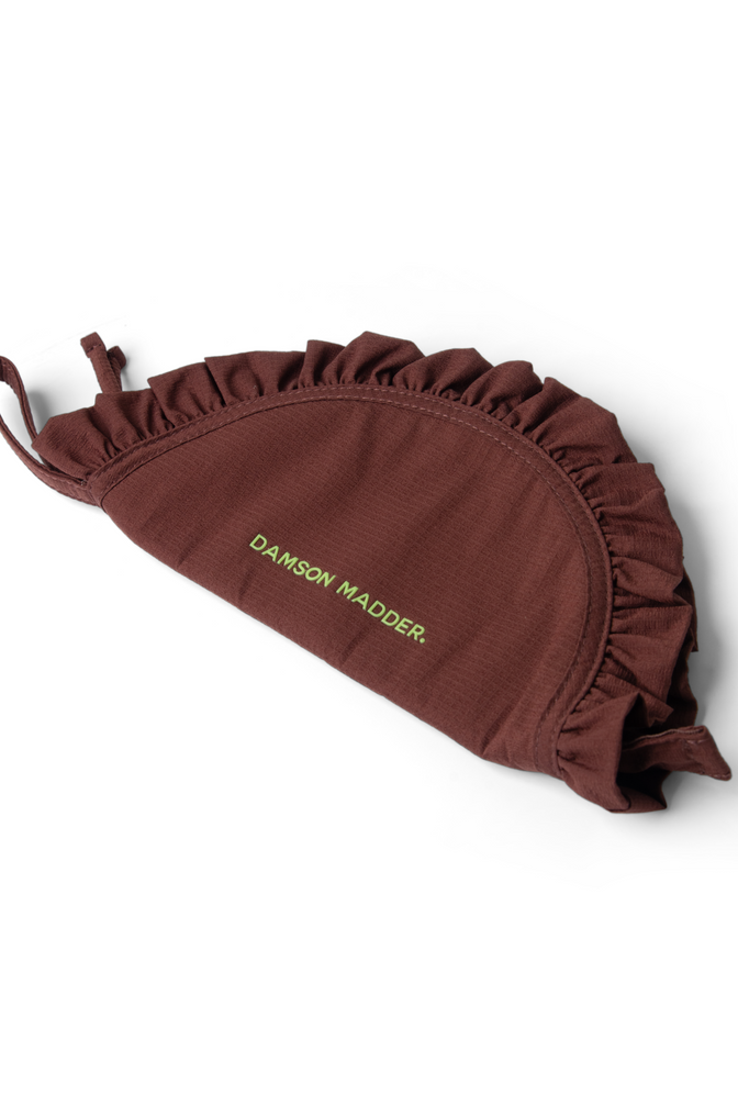 ruffle half moon makeup bag - chocolate