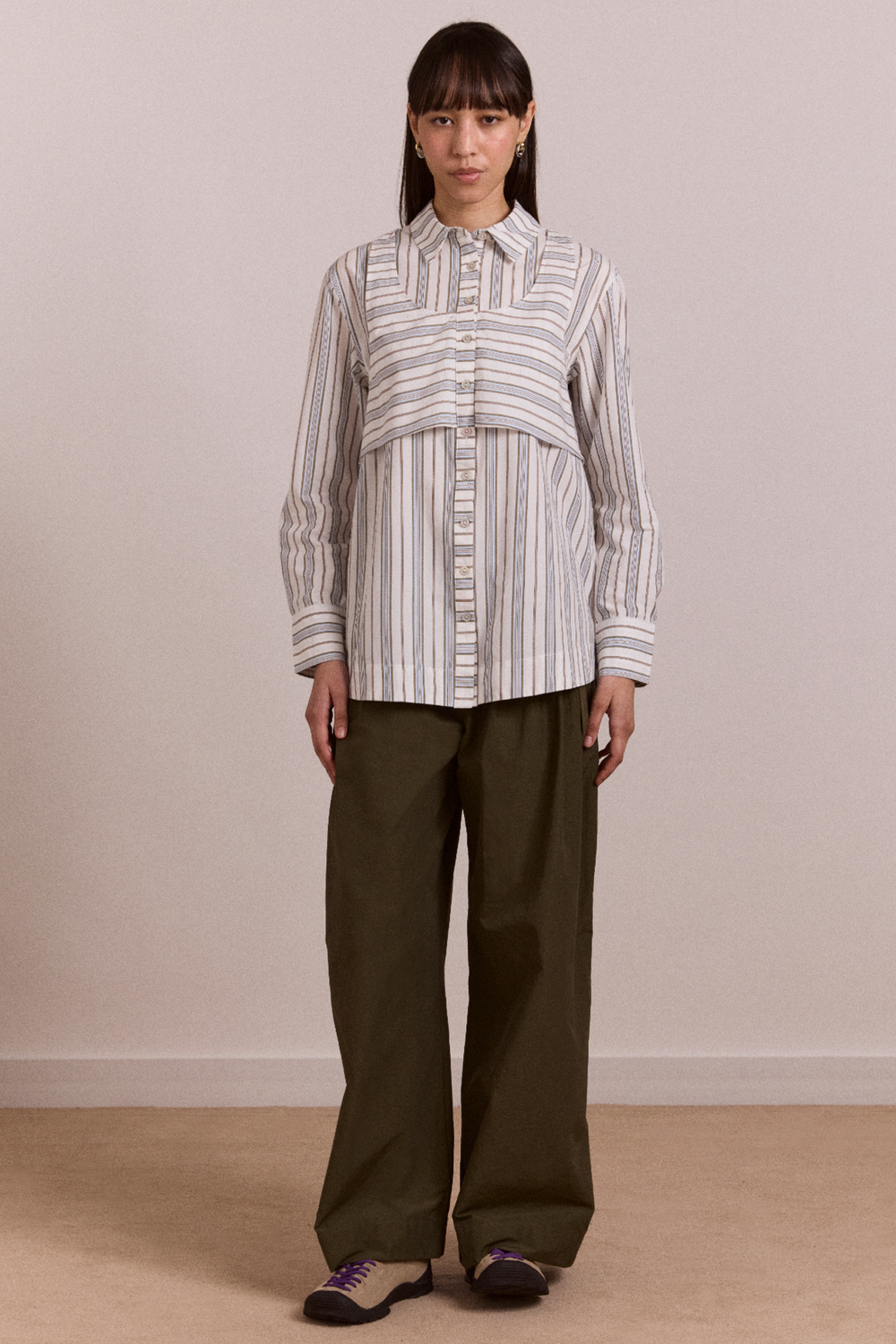 valeria double layer shirt - caraway stripe