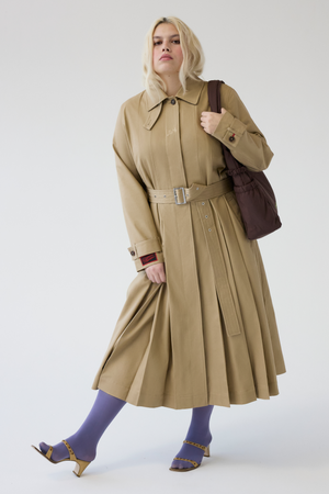 Sofia Pleated Trench - Light Stone
