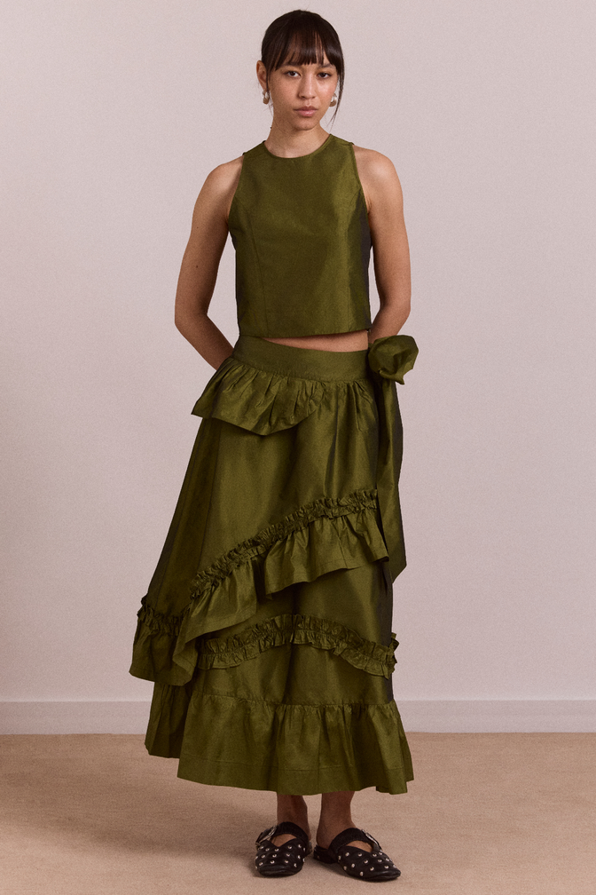 constance midi skirt - olive