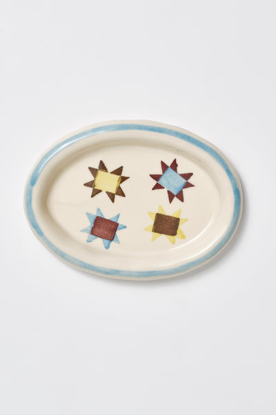 hand painted patchwork motif trinket dish