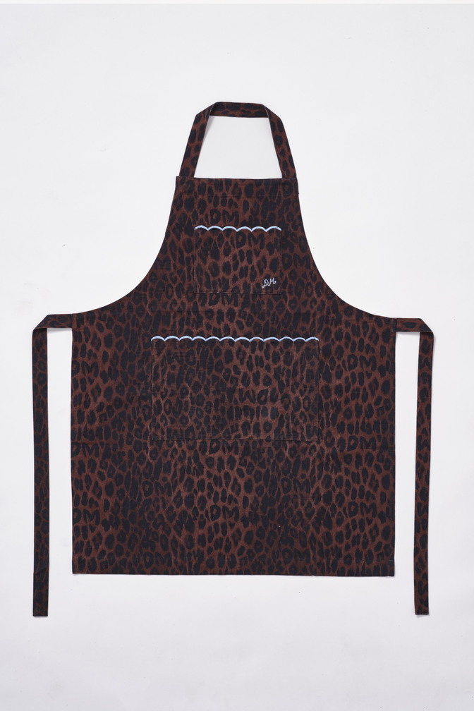 scallop apron - dark leopard
